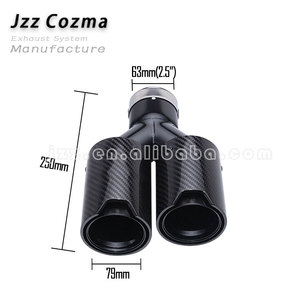 Embout de silencieux de voiture en forme de Y, embout en acier inoxydable, entrée de 63 mm, sorties de 79 mm, noir, fibre de carbone, embouts d'échappement universels doubles - Product Image 5