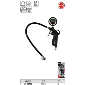 Manomètre de pression des pneus Eertek 0-12Bar, tuyau de 440 mm pour gonfleur de pneus de voiture YT-2370C - Product Image 4