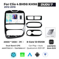 MEKEDE DUDU7 Autoradio GPS Navigation Écran 2K Lecteur Multimédia Android Auto pour Renault Clio 4 BH98 KH98 2012-2018