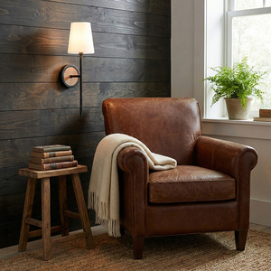 Applique Murale Moderne Nordique pour Hôtel et Chambre à Coucher, en Métal Noir et Bois, avec <span class=keywords><strong>Plaque</strong></span> Ronde et Abat-jour Conique en Tissu Blanc, Lumière Murale LED <span class=keywords><strong>de</strong></span> Lecture - Product Image 2