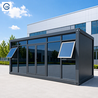 Bâtiment de bureaux modulaire à deux étages avec mur-rideau entièrement vitré, structure en acier préfabriquée, conteneurs de 20 et 40 pieds, directement de l'usine