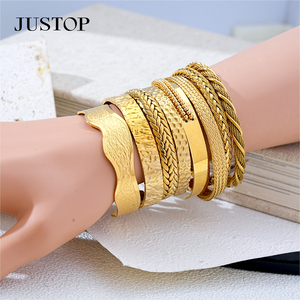 Bracelets OEM/OEM personnalisés, étanches, en acier inoxydable, plaqués or, bijoux fantaisie hypoallergéniques, fournitures en gros de bracelets. - Product Image 4