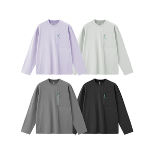 เสื้อยืดแขนยาวมีซิป 26 รุ่นใหม่สำหรับฤดูใบไม้ผลิ แบรนด์แฟชั่นอินเทรนด์สำหรับกิจกรรมกลางแจ้ง แห้งเร็ว สวมใส่สบาย คอทรงกลมตัดกัน - Product Image 1