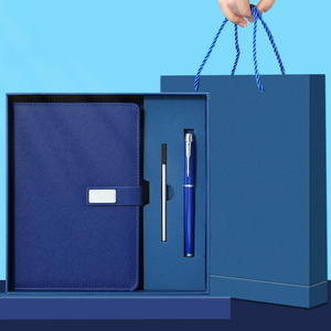 Coffrets Cadeaux de Luxe Personnalisés A5 Carnet de Notes en Cuir pour Hommes avec Logo Personnalisé Cadeau d'Affaires Carnet à Boucle avec Stylo - Product Image 4