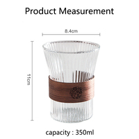 Elegante Gerippte Glas-Tasse mit 300ml Fassungsvermögen und Abnehmbarer Holz-Wärmeisolierhülle für Kaffee, Tee, Haushalt und Geschenke