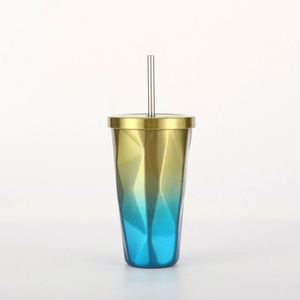 Gobelet isotherme personnalisé en acier inoxydable à double paroi pour adultes avec couvercle et paille - Tasse cadeau d'affaires, thermos, bouteille isotherme sous vide - Product Image 4