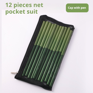 12pcs Green Wooden Handle Nail Brush <b>Set</b> with Pencil Bag Liner Drawing Pen Custom Logo Salon Manicure Nail Art Brush - Product Image 3
