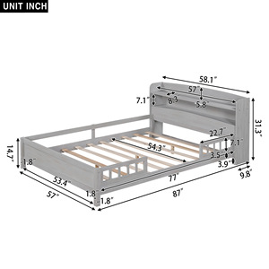 Grey Nordic Style Wooden Kids <b>Bed</b> <b>Frame</b> <b>With</b> <b>Storage</b> Shelf Bedroom Furniture For Children - Product Image 3