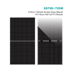 แผงโซลาร์เซลล์แบบสองหน้าประสิทธิภาพสูง 700W/720W กระจกสองชั้น 210 มม. 132 เซลล์ HJT โมโนแบบฮาล์ฟเซลล์ สีดำทั้งหมด ประสิทธิภาพ 20% รับประกัน 15 ปี - Product Image 6
