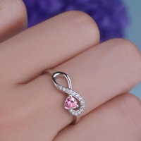 Bagues de promesse Cœur Infini en Argent Sterling 925 avec Pierre de Naissance et Zircon Cubique Transparent, pour Femme et Homme, Vente Chaude