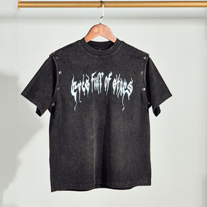 TKAN 138 vente en gros Streetwear lourd amovible unisexe gilet t-shirts haute qualité surdimensionné lavage à l'acide T-shirt pour hommes - Product Image 1