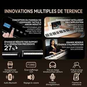 Clavier musical numérique portable ERENCE V50 à 88 touches, 128 rythmes et sons, design pliable, <span class=keywords><strong>orgue</strong></span> électronique - Product Image 3
