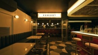 Comptoir de bar en forme de L avec LED, surface solide à texture marbre, pour hôtel, restaurant, bar à domicile et cuisine