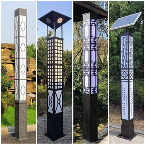 Modern Aluminum Outdoor LED Lamp <b>Post</b> With Decorative Patterns For Garden Waterproof <b>Lighting</b> IP65 Warm White 3500K - Product Image 2