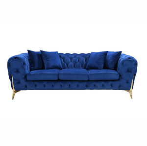 نوفا فاخر مخملي معتم طقم أرائك تشيسترفيلد 2 بحر منجد لغرفة المعيشة - Product Image 3