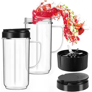 2 Pack 22 oz Tall Cup with Flip Top To-Go Lid Replacement Parts Compatible with Magic Bullet 250W MB1001 Blenders