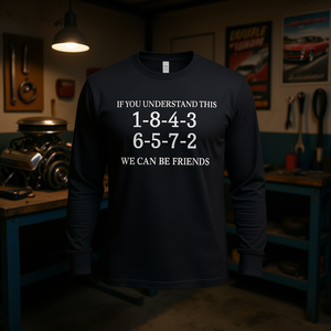 Maglietta a maniche lunghe con sequenza di accensione 1-8-4-3-6-5-7-2 per appassionati di auto - Product Image 2