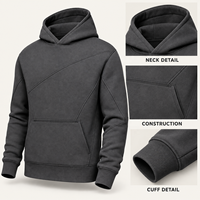 Sweat-shirt à capuche pour homme, poids lourd 380 GSM, couleur anthracite, design à empiècements, style gym et streetwear, vente en gros OEM