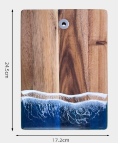 Planche à découper en bois d'acacia massif avec design artistique en résine ondulée pour la <span class=keywords><strong>cuisine</strong></span> et le service des aliments - Product Image 6