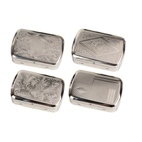 Boîte à tabac en métal sculpté vintage multi-tailles, argent et noir, boîte de rangement de poche, accessoire pour fumer la pipe