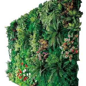 ผนังสีเขียวประดิษฐ์ตกแต่งปลอมหญ้าเทียมกลางแจ้ง Boxwood ป้องกันความเสี่ยงผนังแผงตกแต่งผนังพืชสวนแนวตั้ง