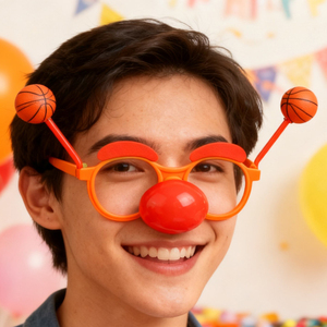 楽しいパーティーメガネバスケットボールの装飾と赤い鼻、明るい色の快適にフィットしたノベルティ眼鏡パーティー用 & お祝い - Product Image 1