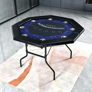 Venta caliente de lujo moderno 8 jugadores plegable Octágono mesa de póquer portátil Casino Gaming MESA DE Metal al por mayor para entretenimiento - Product Image 6
