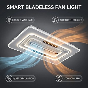 Nouveau Ventilateur de Plafond Intelligent 4-en-1 Sans Pales avec LED, Chauffage/Refroidissement, Haut-parleur Musical et Télécommande à Vitesse Variable 105x65cm pour la Maison (Modèle 2027) - Product Image 1