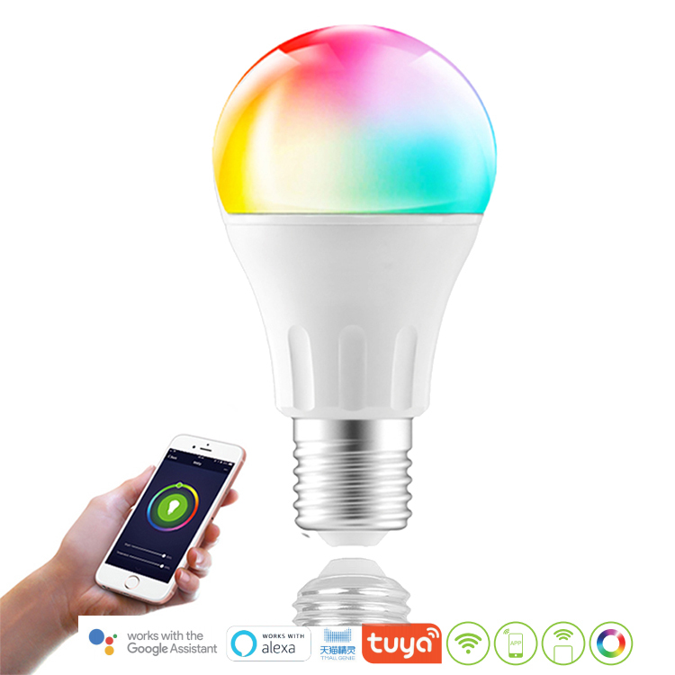Réglable drôle e27 b22 rgbcw 9w 12w led dimmable ampoule intelligente WIFI avec Téléphone Google Home et ALexa