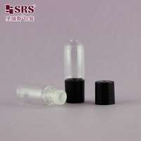 Récipient vide de flacon en verre de tube de fond rond de BLP15-3ML avec la boule de rouleau en verre de chapeau de pp noir blanc pour le soin d'ongle d'huile de cuticule