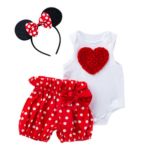 Conjunto de Ropa para Bebé Recién Nacida, Conjunto de 3 Piezas de Chaleco y Pantalones Cortos para Bebé Niña, Conjuntos de Ropa para Verano - Product Image 1