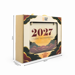 Calendario de Escritorio de Madera con Logotipo Personalizado, Base de Madera de Pino y Caja de Regalo, Regalo Corporativo Personalizado de Año Nuevo OEM LBG01 - Product Image 5