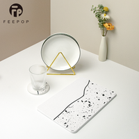 Feepop Plateau multifonctionnel contemporain rectangulaire en diatomite écologique de 9 mm d'épaisseur, absorbant l'eau et le savon, pour salle de bain et évier de cuisine