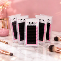 Extensions de cils VEYES personnalisées 8-16 mm 25 mm 0,03 volume PBT faites à la main, cils naturels en fourrure, bande complète avec étiquette privée