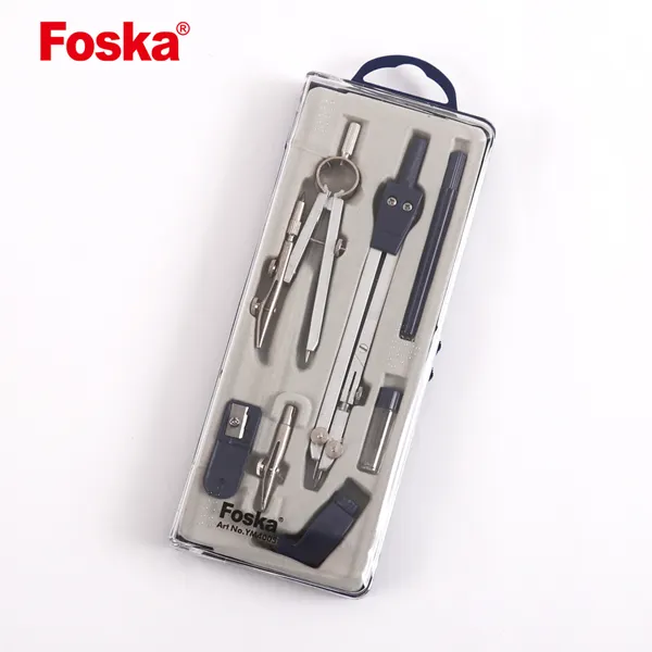 Foska 7 stks School Metalen Kompas Divider Math Set