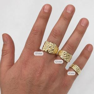 14k Gold Nugget <b>Ring</b> Custom 10mm/12mm/15mm Copper Inlay Rhodium Hip Hop Fine Jewelry for <b>Men</b>/Women Wedding/Father's Day Gift - Product Image 1