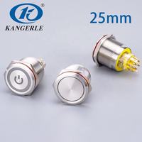 Interrupteurs à bouton-poussoir intelligents en acier inoxydable Chinakel 25MM, à actionnement momentané ou à enclenchement, IP67 IK10 LED 4A 2NO2NC avec boîtier, modèle KEL-25B