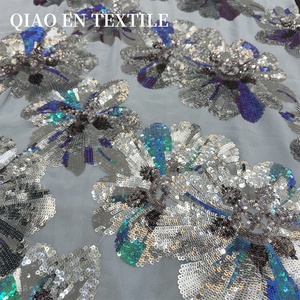 Haut de gamme 100% polyester tissu robuste en trois dimensions paillettes orchidée broderie à la main haut robe costumes poids lourd - Product Image 4