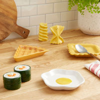 Nouveauté Jaune Tarte Tranche Figural Cuillère Reste Titulaire Porcelaine Cuillère Plateau Petit Plat