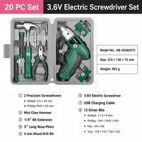 Juego de Destornilladores Eléctricos Inalámbricos de 20 Piezas y 3.6V con Herramientas Manuales, Recargables por USB, Estuche Compacto, 3 Colores, OEM ODM