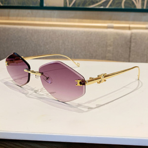 Irregular Diamond Shape <b>Frameless</b> Sunglasses UV400 PC Lens Metal <b>Frame</b> Women Fashion Outdoors Cycling Driving Party - Product Image 3
