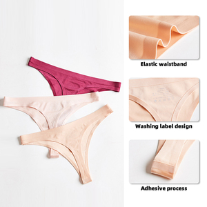 Sous-vêtements pour femmes avec logo personnalisé, une pièce, antibactérien, entrejambe doux pour la peau, taille basse, taille plus, string sans couture - Product Image 3