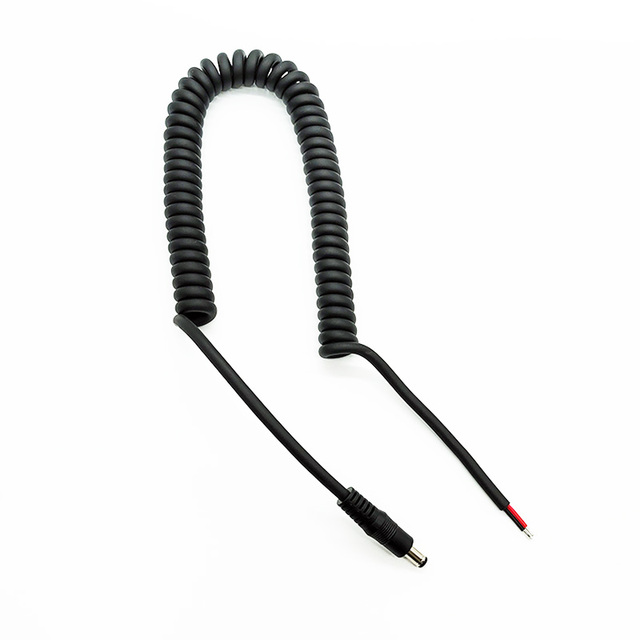 Factory Coil Cord DC Stretchy Power Cable 5.5x2.1mm Male DC Barrel Plug Spiral Coiled Power Cable Wire Cord for Camera CCTV