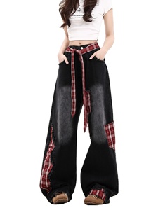 Nouvel Arrivage : Jean Streetwear d'été délavé, coupe droite <span class=keywords><strong>petite</strong></span>, style rétro américain, avec nœud brodé, transfrontalier, lavable - Product Image 3