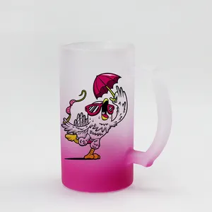 wholesale plain blanks colored glass frosted sublimation beer mug to customize