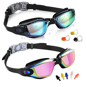Yüksek kaliteli yumuşak silikon ayna kaplı UV koruyun Anti sis lensi çocuk yetişkin erkekler kadınlar için yüzme gözlükleri