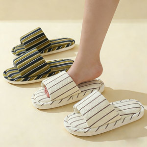 Ciabatte Semplici a Righe in Cotone e <span class=keywords><strong>Lino</strong></span> Antiscivolo Leggere e Morbide per Uomo e Donna <span class=keywords><strong>Calzature</strong></span> Universali per Esterni e Casa - Product Image 6