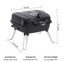 Table de pique-nique pliable en acier inoxydable chromé, barbecue au charbon de bois portable pour le camping en plein air