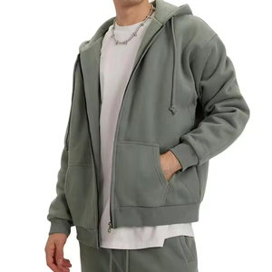 Custom High Quality Luxury Vintage Heavyweight Oversized Men's Pullover Blank Full Zip up Hoodie - Product Image 1