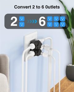 Adaptateur de mise à la terre K KASONIC FL-JC71 à 3 prises, rallonge multiprise en plastique, séparateur de courant 15A [Homologué ETL] Haute résistance - Product Image 5